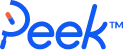 peek Blue Peek logo on black background. Telemedicine and eye health concept.
